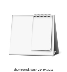Calendar Blank Dating System Accessory Vector. Calendar For Organizing Daily And Monthly Period Tasks, Checking Date. Reminder List Of Planned Events Mock-up Realistic 3d Illustration
