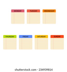 Calendar blank, days of the week. Vector illustration