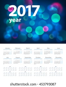 calendar with blue background  in 2017 - 2025 year, beginning with Monday