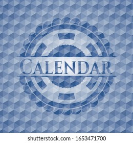 Calendar blue badge with geometric pattern background. Vector Illustration. Detailed.
