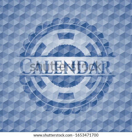 Calendar blue badge with geometric pattern background. Vector Illustration. Detailed.