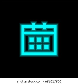 Calendar blue glowing neon ui ux icon. Glowing sign logo vector