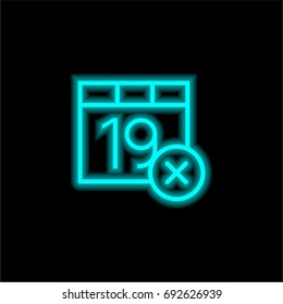 Calendar blue glowing neon ui ux icon. Glowing sign logo vector