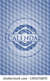 Calendar blue polygonal emblem. Vector Illustration. Detailed.