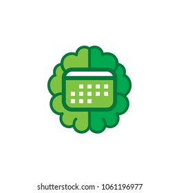 Calendar Brain Logo Icon Design
