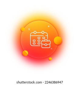 Calendario con el icono de la línea del maletín. Equilibrio de vida laboral, oficina, documentos, empresario, gestión del tiempo, planificación, horario. Concepto de negocio. Estilo de glasmorfismo. Icono de línea de vector para empresas