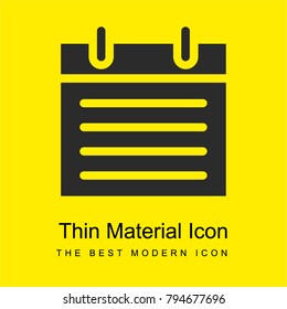 Calendar bright yellow material minimal icon or logo design
