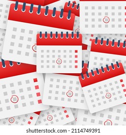 Patrón de etiquetas de calendario y burbujas. Calendario de pared. Importante, calendario, fecha de cita. Ilustración de material vectorial.