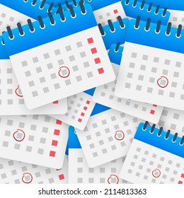 Calendar and bubbles sticker pattern. Wall calendar. Important, schedule, appointment date. Vector stock illustration.