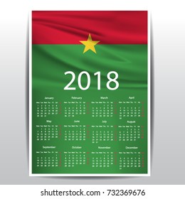 Calendar of BURKINA-FASSO flag