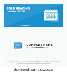 Calendar, Business, Date, Event, Planning, Schedule, Timetable SOlid Icon Website Banner and Business Logo Template