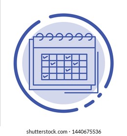 Calendar, Business, Date, Event, Planning, Schedule, Timetable Blue Dotted Line Line Icon