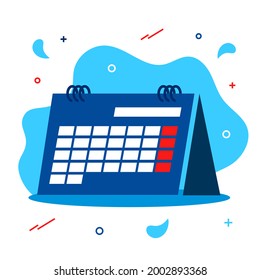 Calendar for business planning, marking dates, reminders, celebrations, events, or the concept of performing work at the right time. Colorful flat vector illustration, eps10