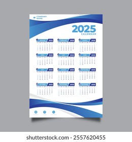 Calendar business template 2025.full page calendar layout in business style design