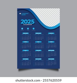 Calendar business template 2025.full page calendar in a year layout in business style with empty space for design