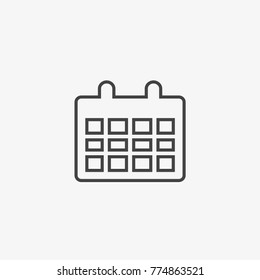 Calendar button vector icon isolated on light grey background