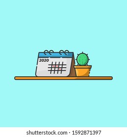 calendar and cactus Vector Icon Illustrator