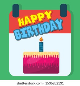 calendar with cake symbol inside for birthday concept isolated vector illustration