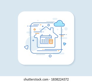 Calendar with calculator line icon. Abstract vector button. Accounting sign. Calculate finance symbol. Calendar line icon. Home concept badge. Vector