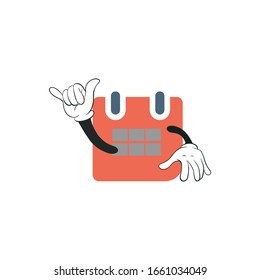 diseño de personajes de caricatura del calendario con fondo blanco