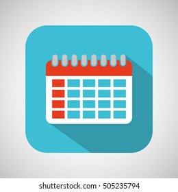 calendar cartoon date day shadow and blue background vector illustration