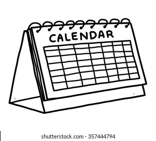 calendar / cartoon vector and illustration, black and white, hand drawn, sketch style, isolated on white background.