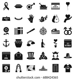 Calendar celebation icons set. Simple style of 36 calendar celebation vector icons for web isolated on white background