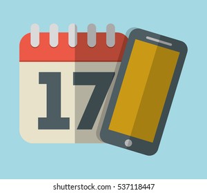 calendar with cellphone icon image vector illustration design 