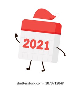 Diseño de caracteres de calendario. Vector de calendario. Santa sombrero.