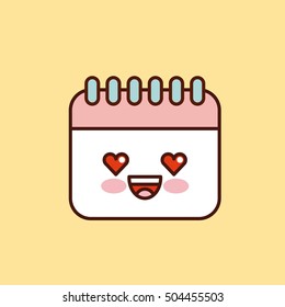 calendar character kawaii style vector illustration design
