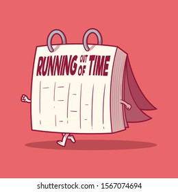 Calendar character running vector illustration. Depression, deadline, happiness design concept