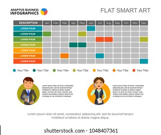 Calendar Chart. Schedule, Table, Slide Template. Creative Concept For Infographics, Project, Report. Can Be Used For Topics Like Business, Planning, Strategy