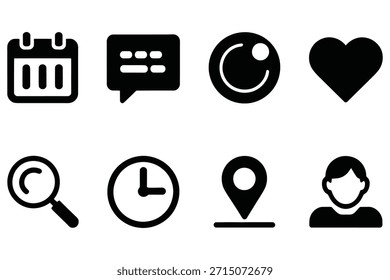 Calendar chat camera heart search clock location user