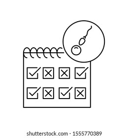 Calendar check cross icon. Simple line, outline vector of artificial insemination icons for ui and ux, website or mobile application