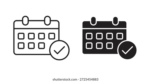 Calendar check icon concept set. Simple icon collection