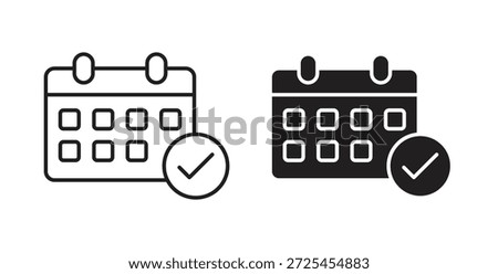 Calendar check icon concept set. Simple icon collection