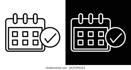 Calendar check icon concept stroke on white background