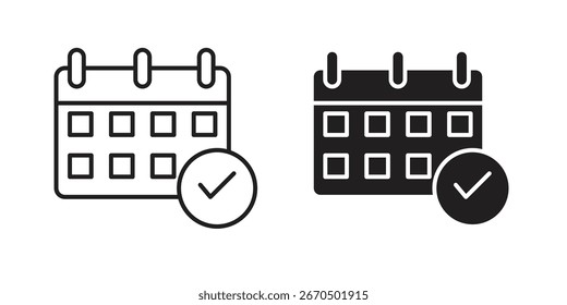Elementos de iconos de verificación de calendario.