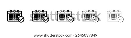 Calendar check icon filled flat sign concept for web design.
