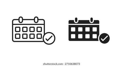 Calendar check icon. flat and stroke style Collection. simple symbol