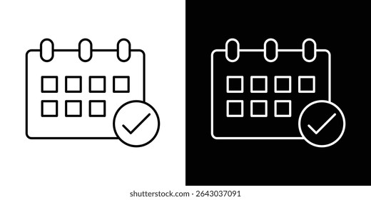 Ícone de verificação de calendário Vetor de logotipo de estilo plano. perfeito para designs de interface de usuário