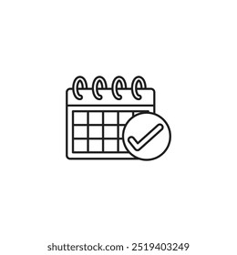 Calendar check icon isolated on white background