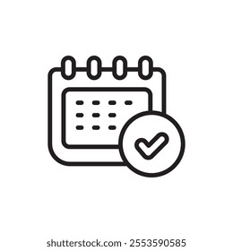 Calendar check icon in line design on a white background
