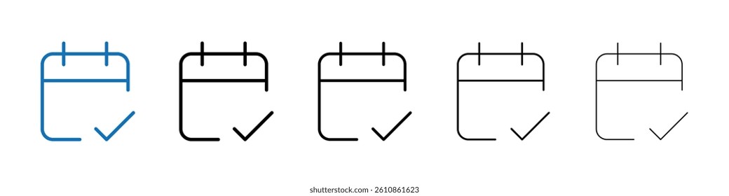 Calendar check icon Outline vector logo for web ui