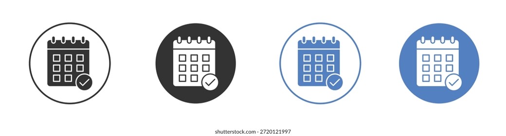 Conjunto de pictogramas de iconos de comprobación de calendario. Diseños de iconos de Vector