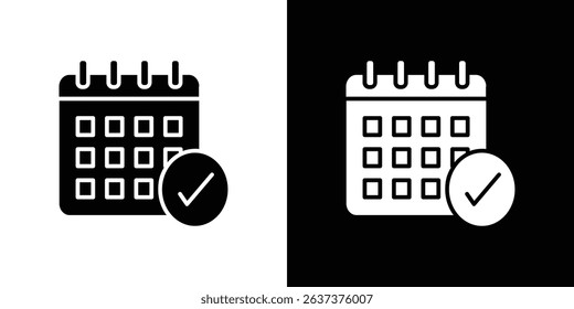 Calendar check icon symbols. Vector illustration.