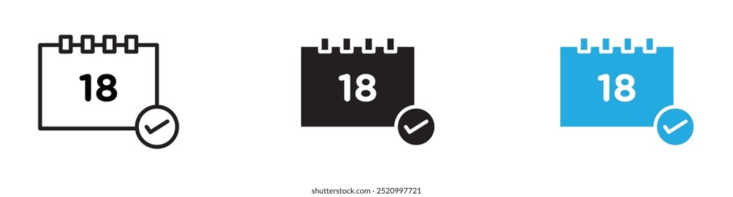 Calendar check icon thin line illustration