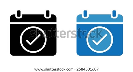 Calendar check icons pack in black and colored version