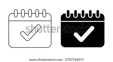 Calendar check icons pack in black and  version. Calendar check icons, vector best stroke icon EPS.