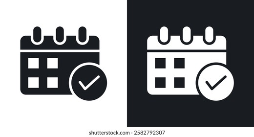 Calendar check icons set vectors black and colored style